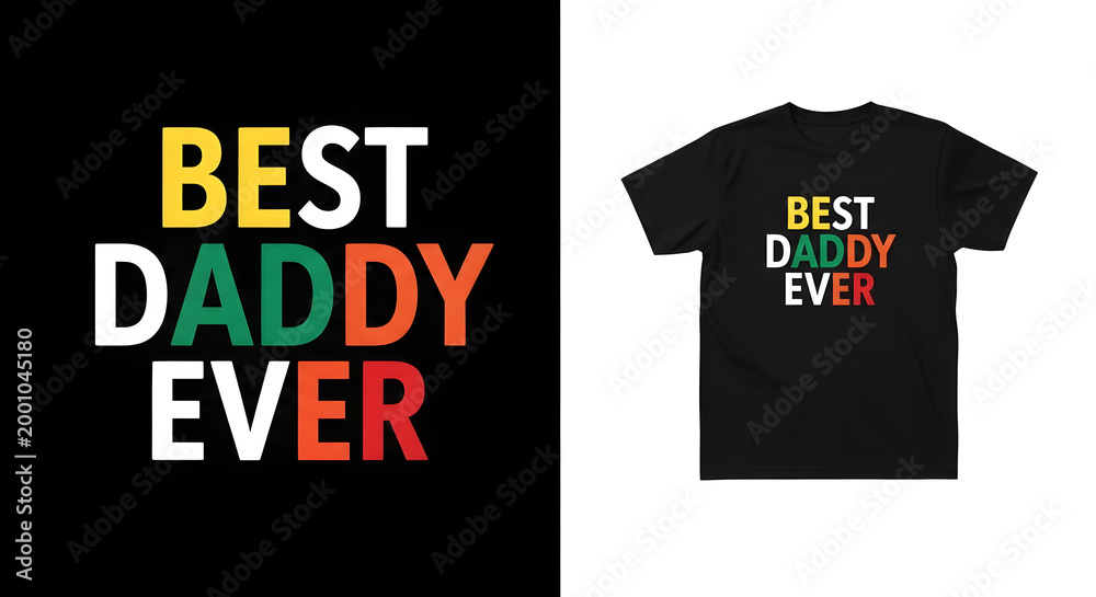 © TanimHasan - Best daddy ever t shirt design a vibrant and colorful typography mockup for father's day apparel