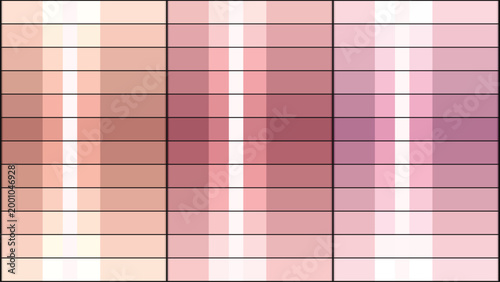 Minimalist color palette vector, professional skin tone swatches and makeup shades, neutral beige and pink gradient chart, cosmetic color guide for digital design
