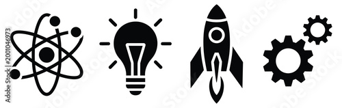 Startup innovation icon symbolizing idea generation, creative problem solving, technology advancement, business launch, entrepreneurship journey, and future oriented growth
