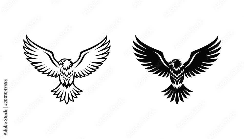 Fototapeta premium Majestic eagle spreading wings icon in detailed vector illustration style