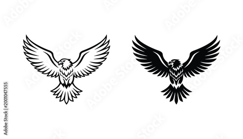 Majestic eagle spreading wings icon in detailed vector illustration style