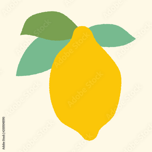 Lemon fresh fruit with leaf vector illustration. Not AI