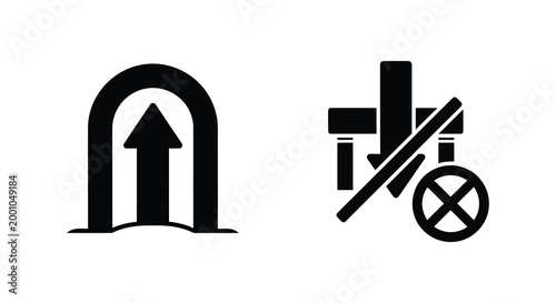 Traffic signs silhouette no entry height restriction and prohibited vehicle access