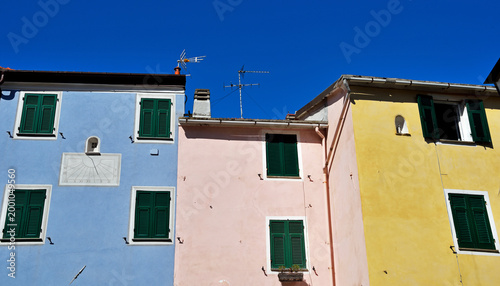 typical Ligurian houses in Varazze, Italy