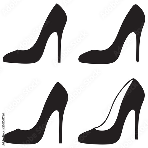 high heel shoe silhouettes in black on white background high quality professional detailed modern elegant