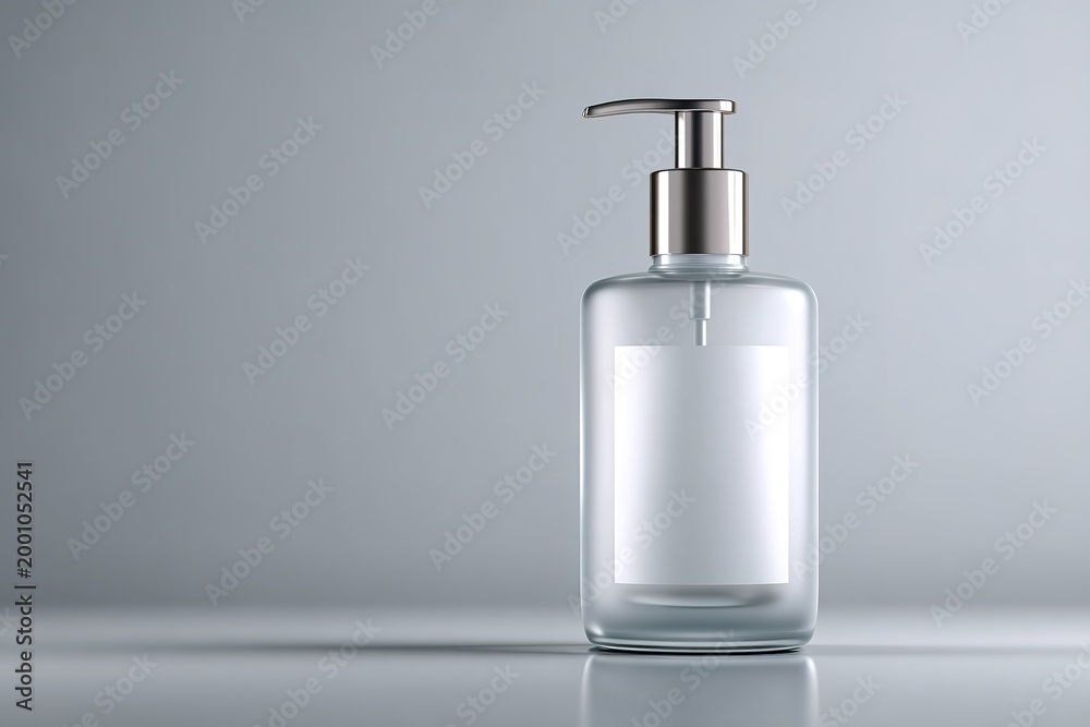 Fototapeta premium Glass soap dispenser bottle with chrome pump mockup