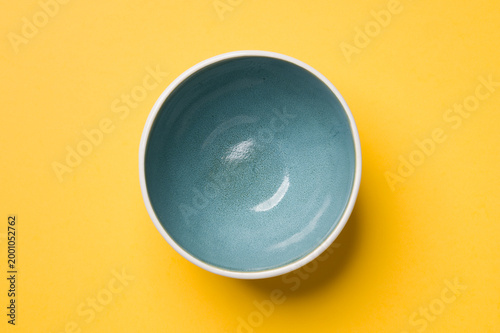 turquoise ceramic bowl,, top view