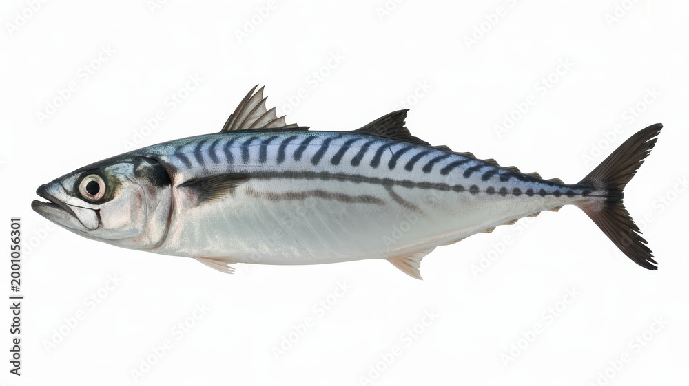 Fototapeta premium Whole Atlantic mackerel fish isolated on white background