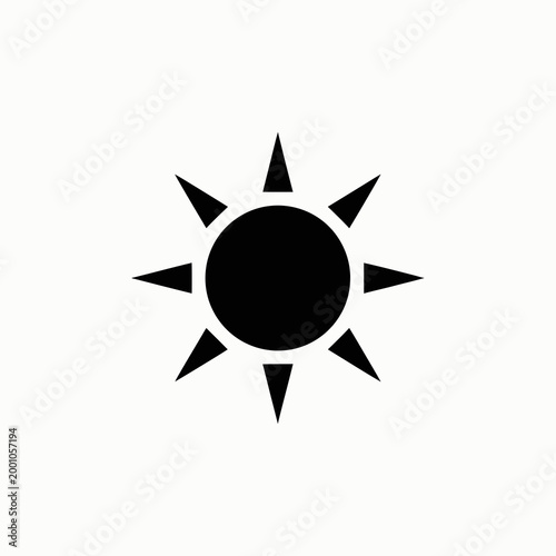 Black sun with rays illustration isolated on white background