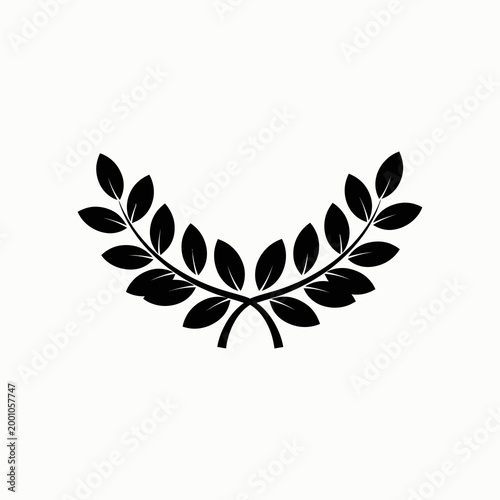 Black laurel leaf wreath illustration isolated on white background