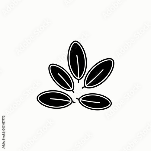 Minimalist black maple seed cluster illustration isolated on white background