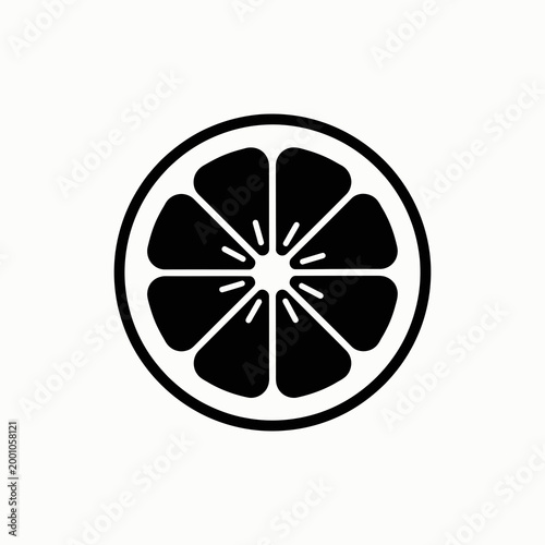 Minimalist sliced lemon icon design isolated on white background