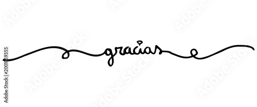 Lettering “Gracias” hecho a mano con trazo orgánico ondulado para tarjetas de saludo en tinta negra