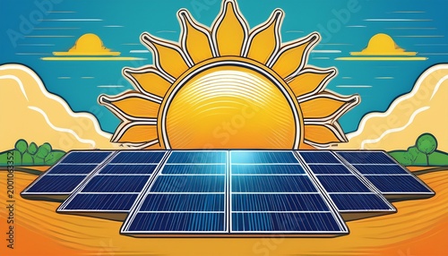 solar panel logo sun on panel eco friendly energy