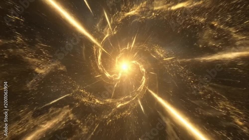 Dynamic background with golden solar flares in motion