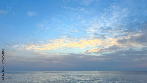 Adriatic Sea at Dobra Voda coastline in Montenegro during calm sunrise