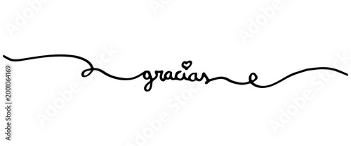Lettering “Gracias” hecho a mano con trazo orgánico ondulado para tarjetas de saludo en tinta negra