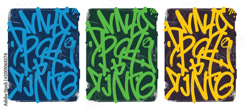 Graffiti Tagging Backgrounds Set, Urban Street Art Textures Collection with Spray Paint Tags, Grunge Wall Patterns, and Creative Hip Hop Style Designs for Modern Graphic Design Use.
