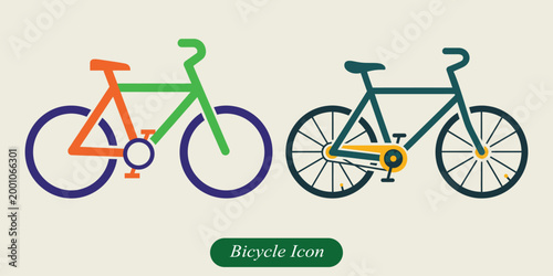 Simple flat bicycle icon vector transport and healthy lifestyle symbol