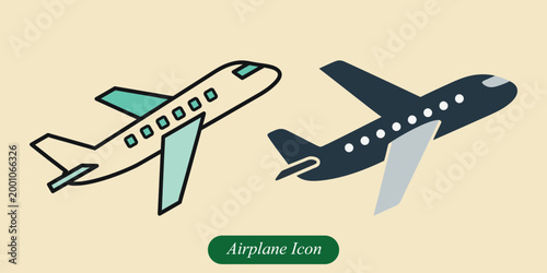 Simple flat airplane icon vector travel and flight symbol