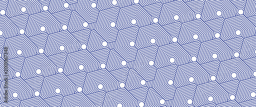 Geometric Blue White Hexagon Concentric Tessellation Pattern vector illustration