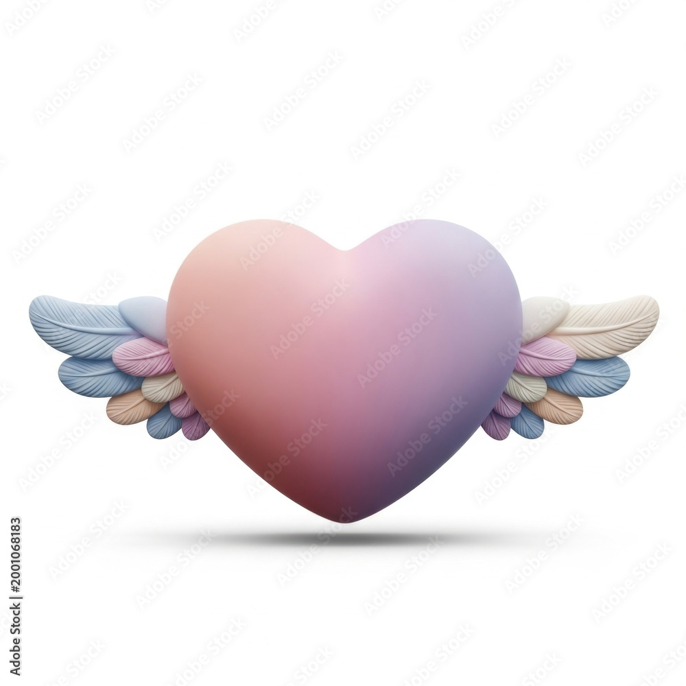 Obraz premium Pastel Heart with Colorful Wings