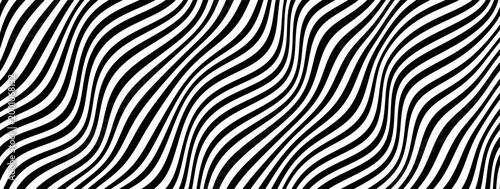 Obraz na plátně Black swirly op with wave white psychedelic and art optical illusion