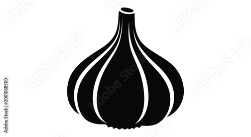 Elegant black silhouette of a decorative vase with vertical ribs minimalist design