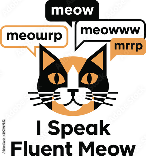 I Speak Fluent Meow Funny Cat Quote Cute Cat Lover Typography Design