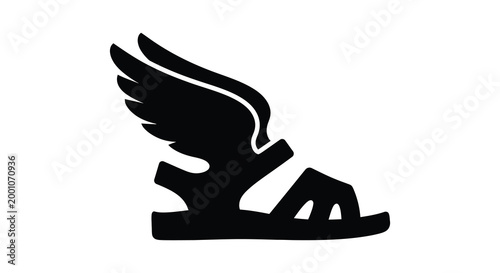 Winged sandal silhouette a symbol of speed flight and ancient mythology