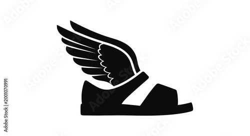 Winged shoe silhouette a symbol of speed flight and divine messenger imagery