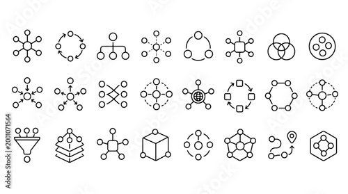 Tableau sur toile Multi Agent Orchestration Ai Swarm Icons - 24 UI Vector Icons for Web and Mobile