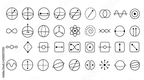 Quantum Computing Qubit Superposition Icons - 36 UI Vector Icons for Web and Mobile