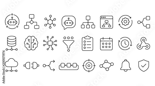 Photos Ai Agent Autonomous Workflow Automation Icons - 24 UI Vector Icons for Web and M