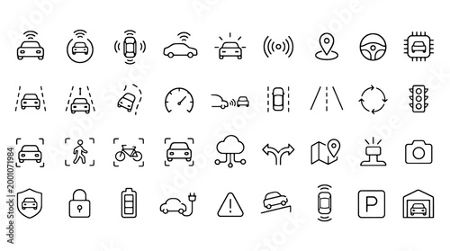 Autonomous Vehicle Self Driving Ai Icons - 36 UI Vector Icons for Web and Mobile
