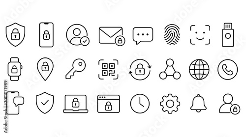 2Fa Multi-Factor Authentication Security Icons - 24 UI Vector Icons for Web and Mobile