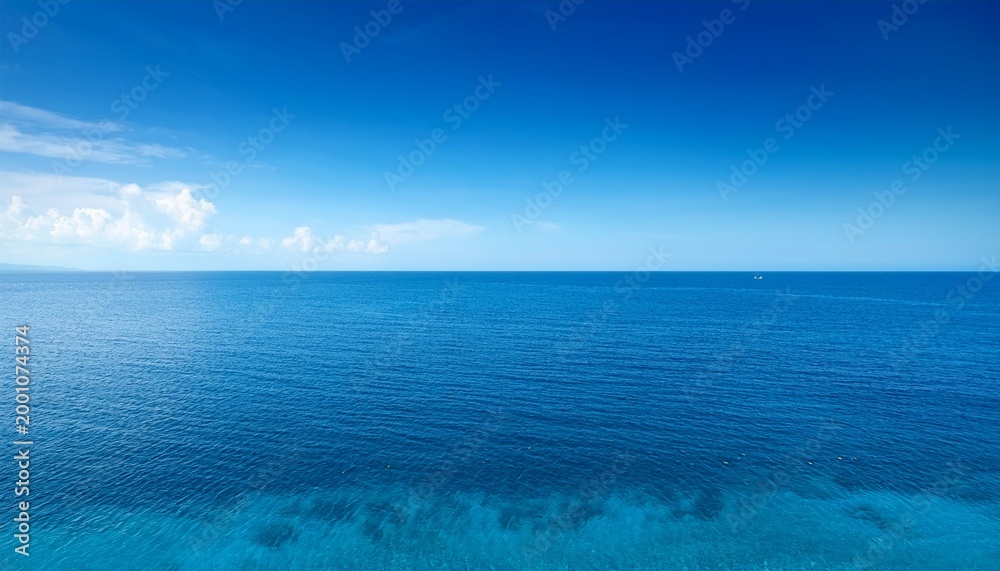 Obraz premium sea view at vacation summer day sea surface close up shot blue sky with clear horizon nobody beautiful summer background for resort vacation concept