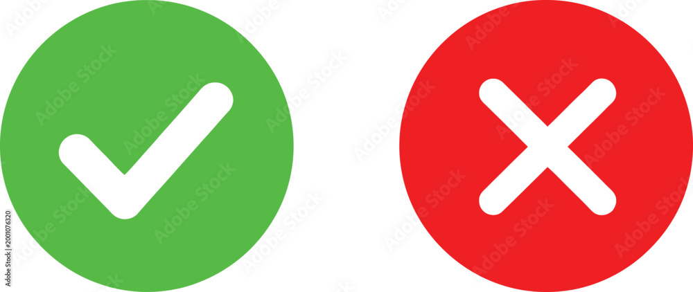 Obraz premium Check and cross icon Vector