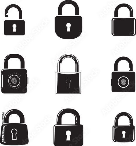 Set of padlock lock icons for security and protection vector illustration design