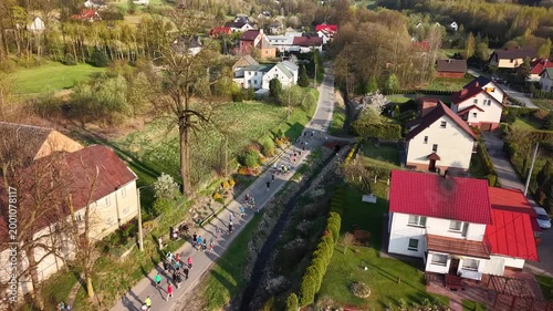 mountain run drone shot