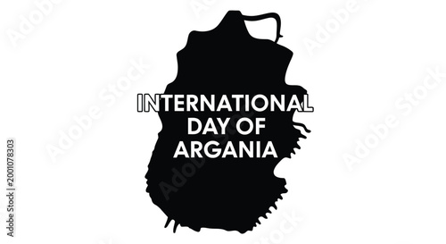 argania tree silhouette with international day text on white background