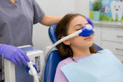 Pediatric Dental Sedation with Nitrous Oxide – Child Receiving Laughing Gas for Comfortable Dental Treatment