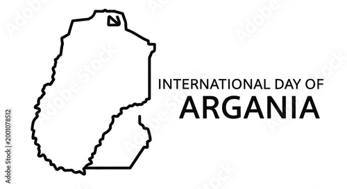 argania tree silhouette with international day text on white background