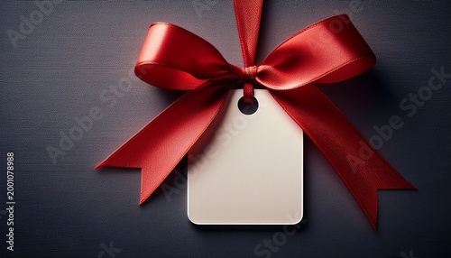 gift tag with red ribbon