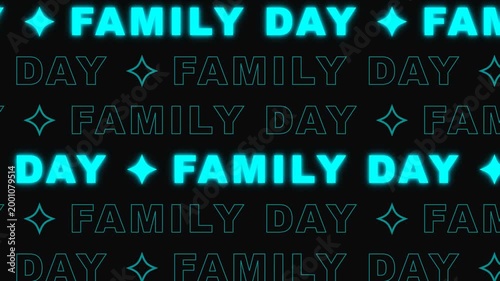 Cyan Neon Family Day Text Looped Animation