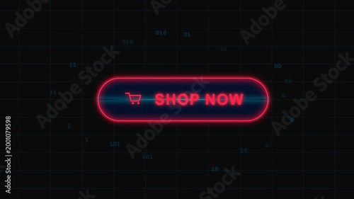 Red Neon Shop Now Button Looped Animation