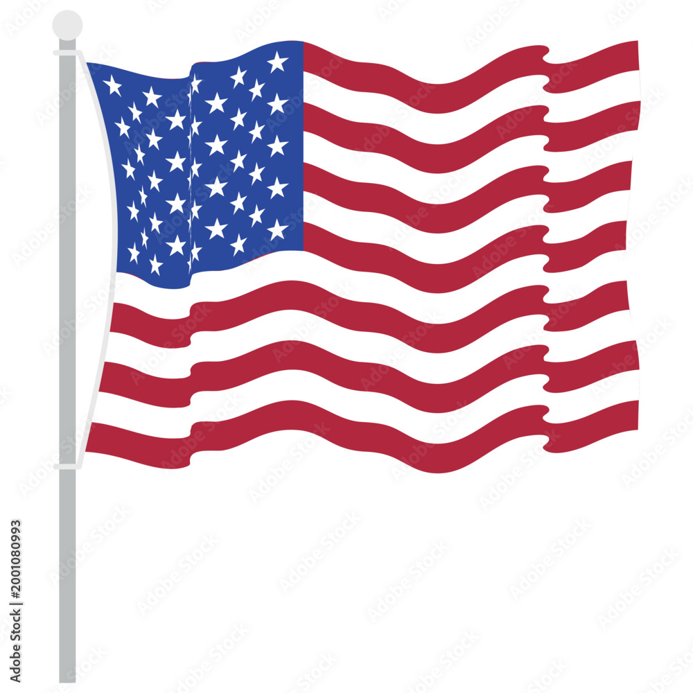 Obraz premium American flag on pole vector illustration