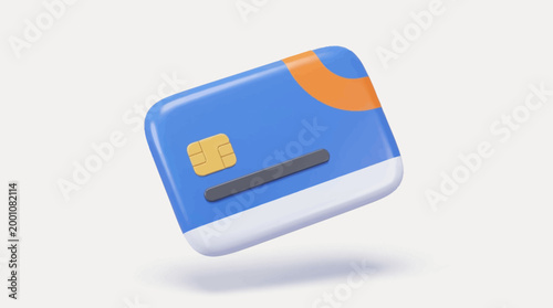 Stylized 3 d rendering of a modern credit card on a light background