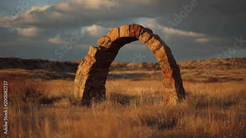 Ancient Stone Arch in Desert Landscape