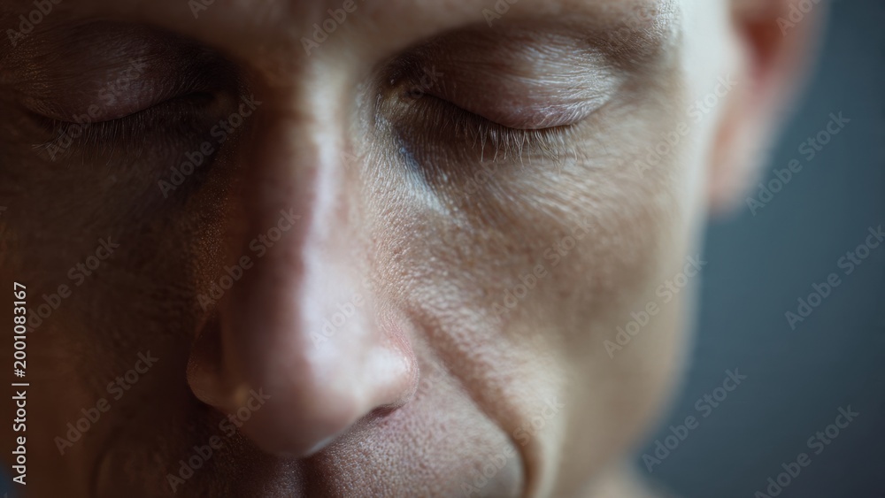 Fototapeta premium Close-up of Man with Closed Eyes